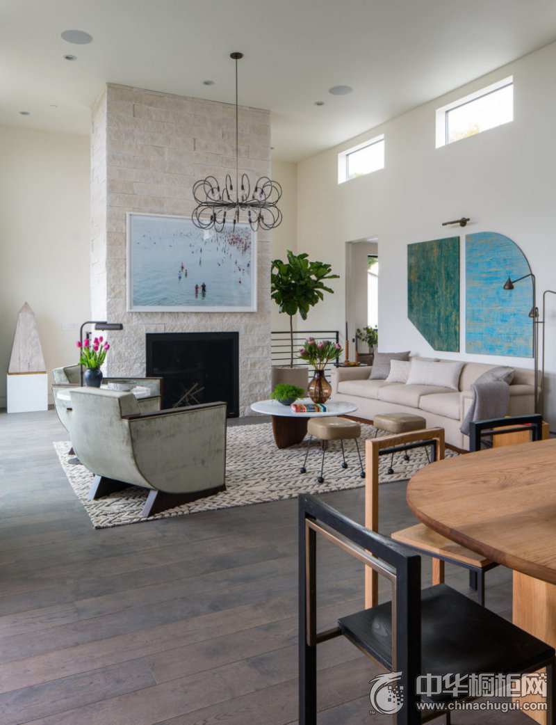 豪装别墅欧式岛型橱柜装修效果图  简装原木风格