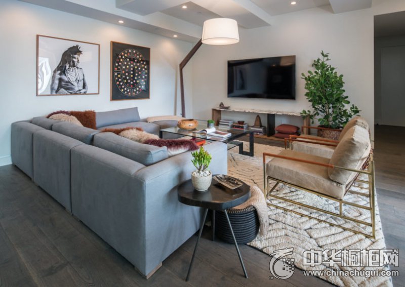 豪装别墅欧式岛型橱柜装修效果图  简装原木风格